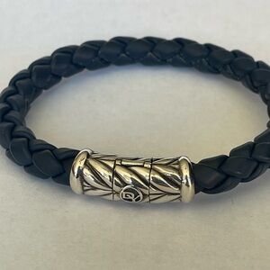 David Yurman 8mm Black Rubber sterling Chevron clasp bracelet